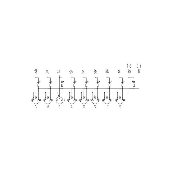 M8 junction box, single channel, PNP, 8-port integrated, LED, PUR flexible cable, black sheath, 23P881-XXX